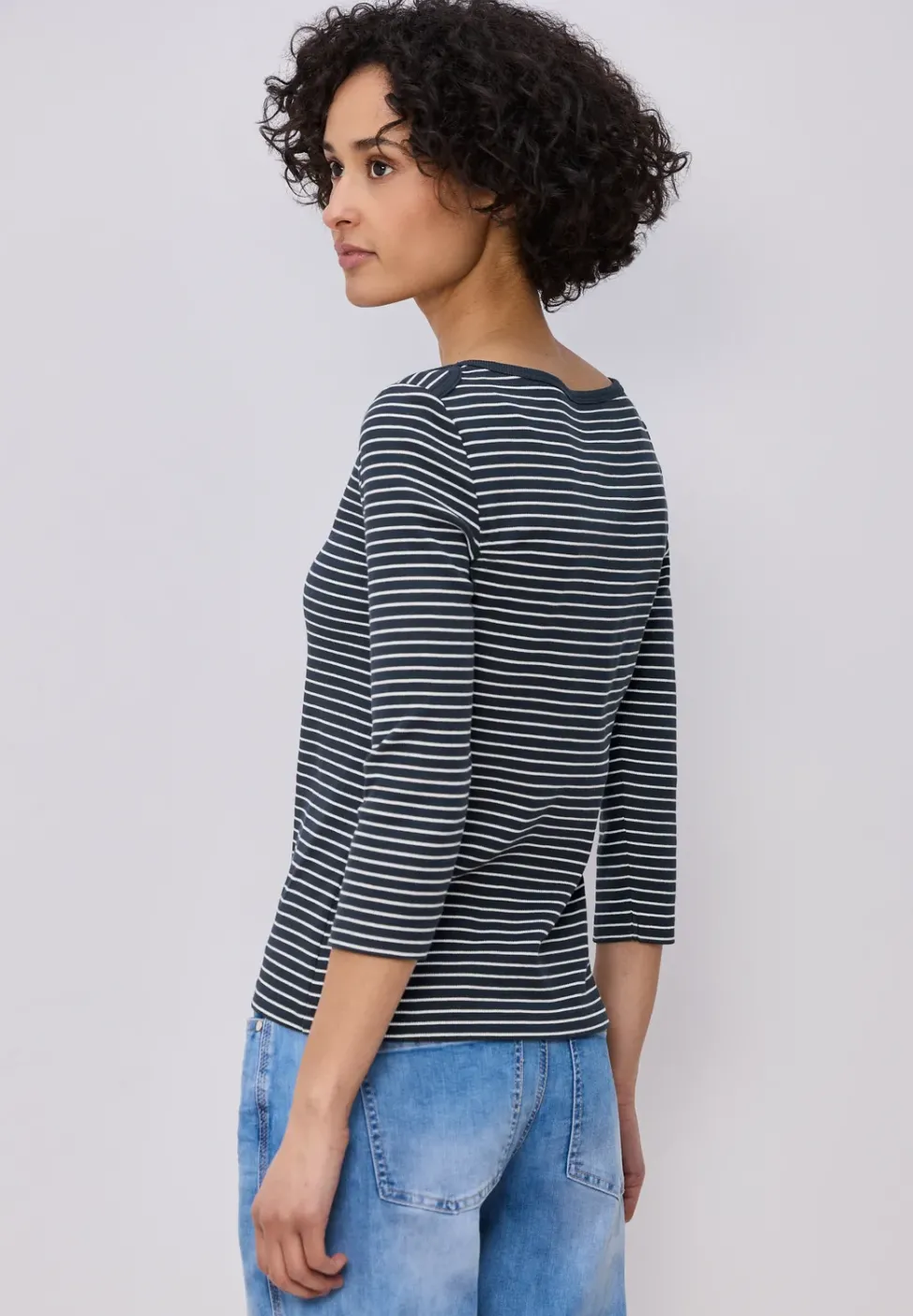 3/4-Arm Shirt mit U-Boot-Ausschnitt