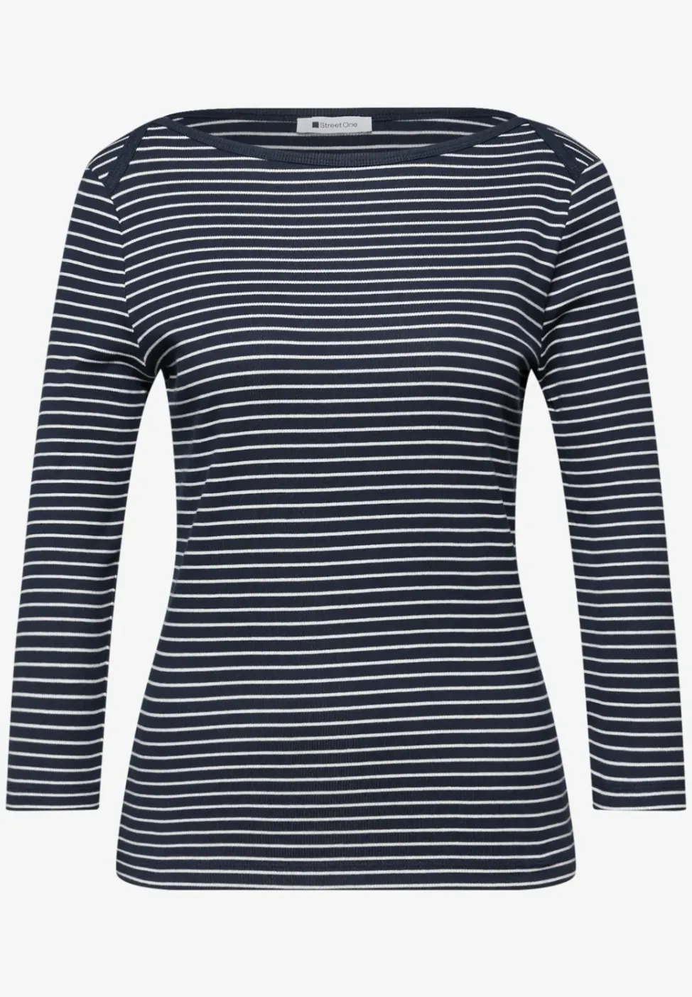 3/4-Arm Shirt mit U-Boot-Ausschnitt