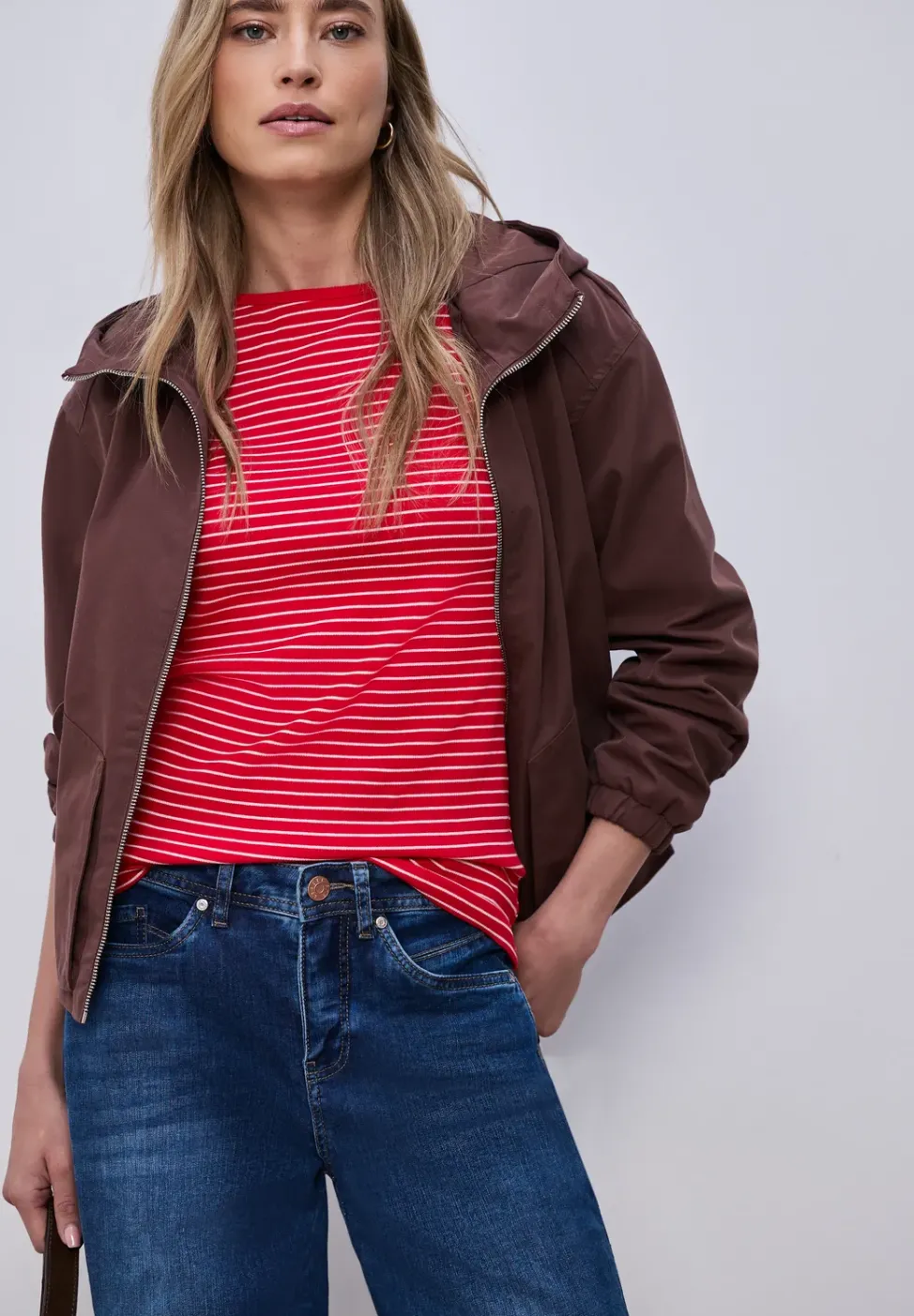 3/4-Arm Shirt mit U-Boot-Ausschnitt