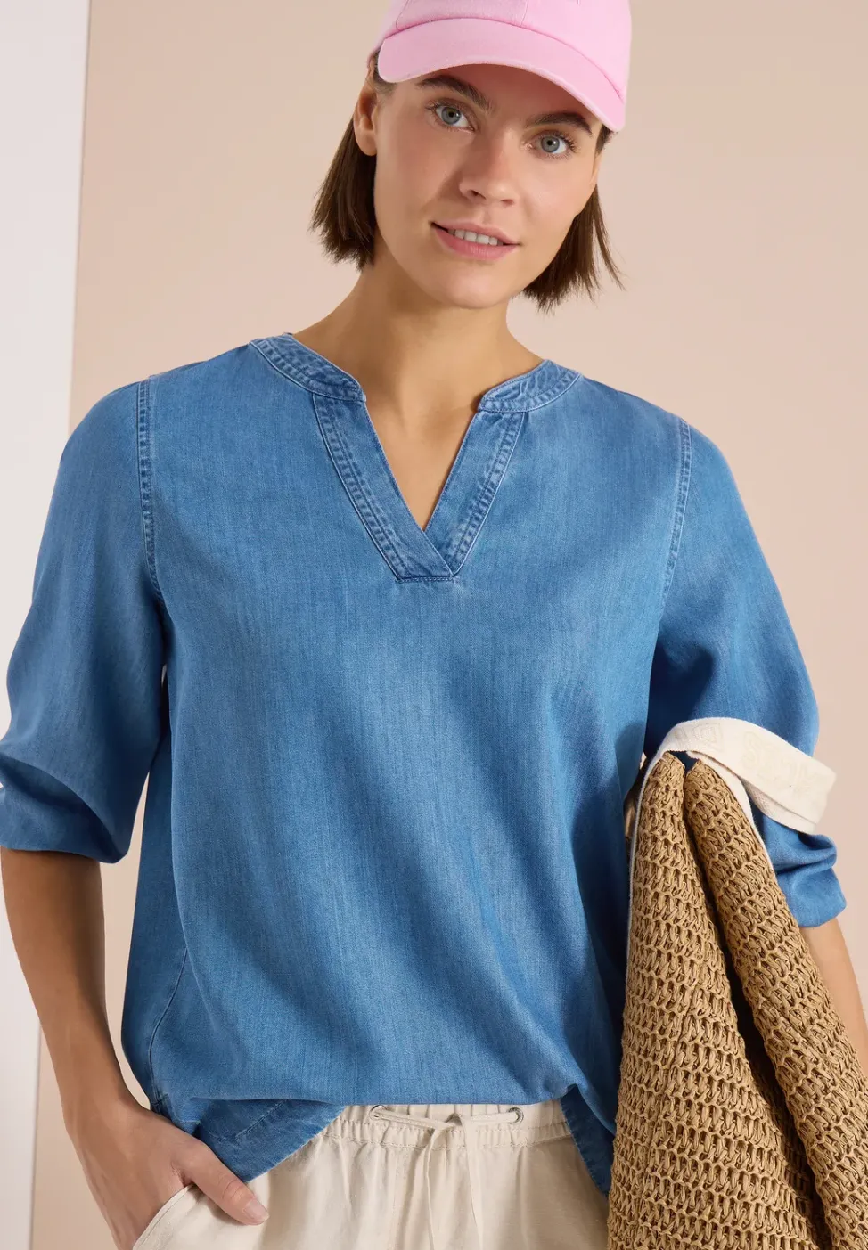 3/4-Arm Tunika im Denim-Look