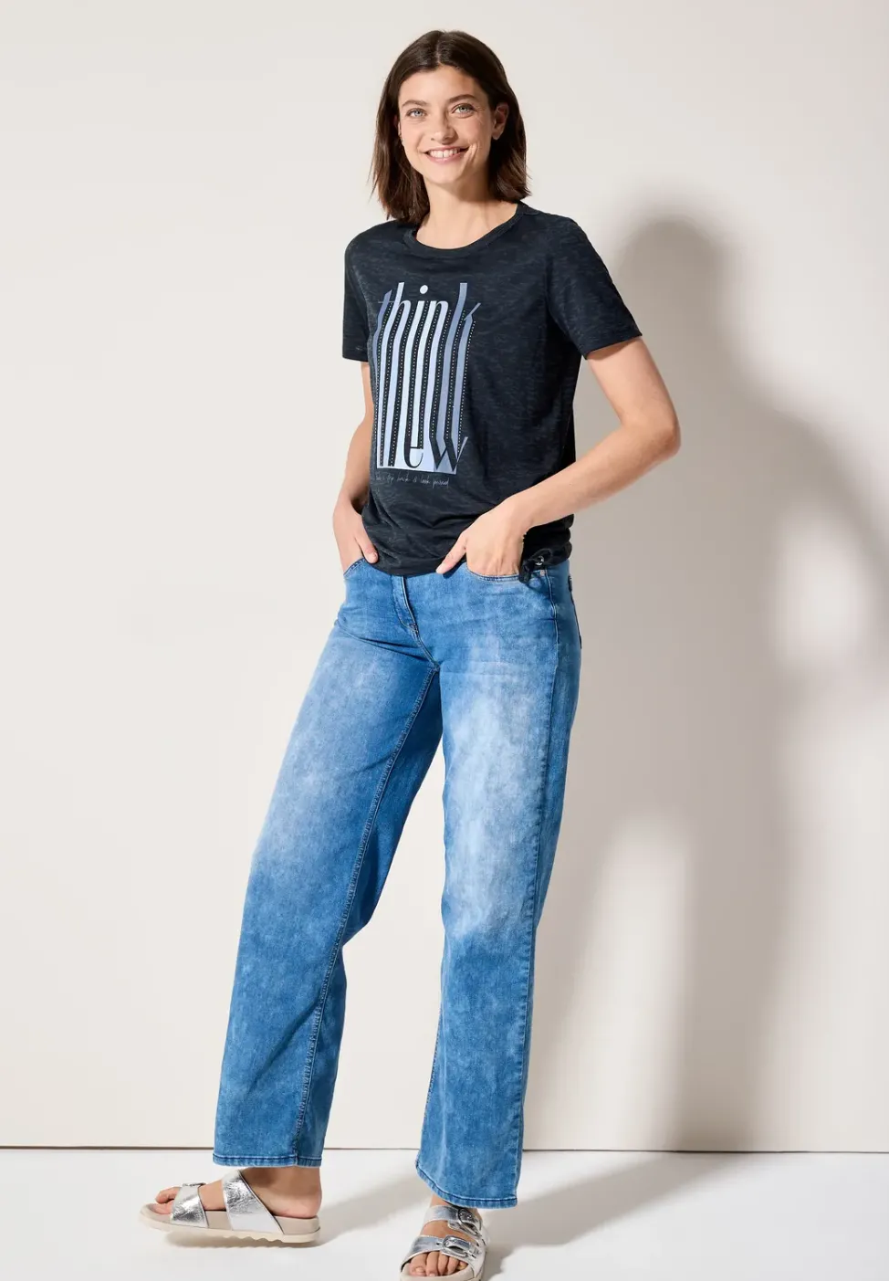 Ausbrenner-Shirt mit Wording