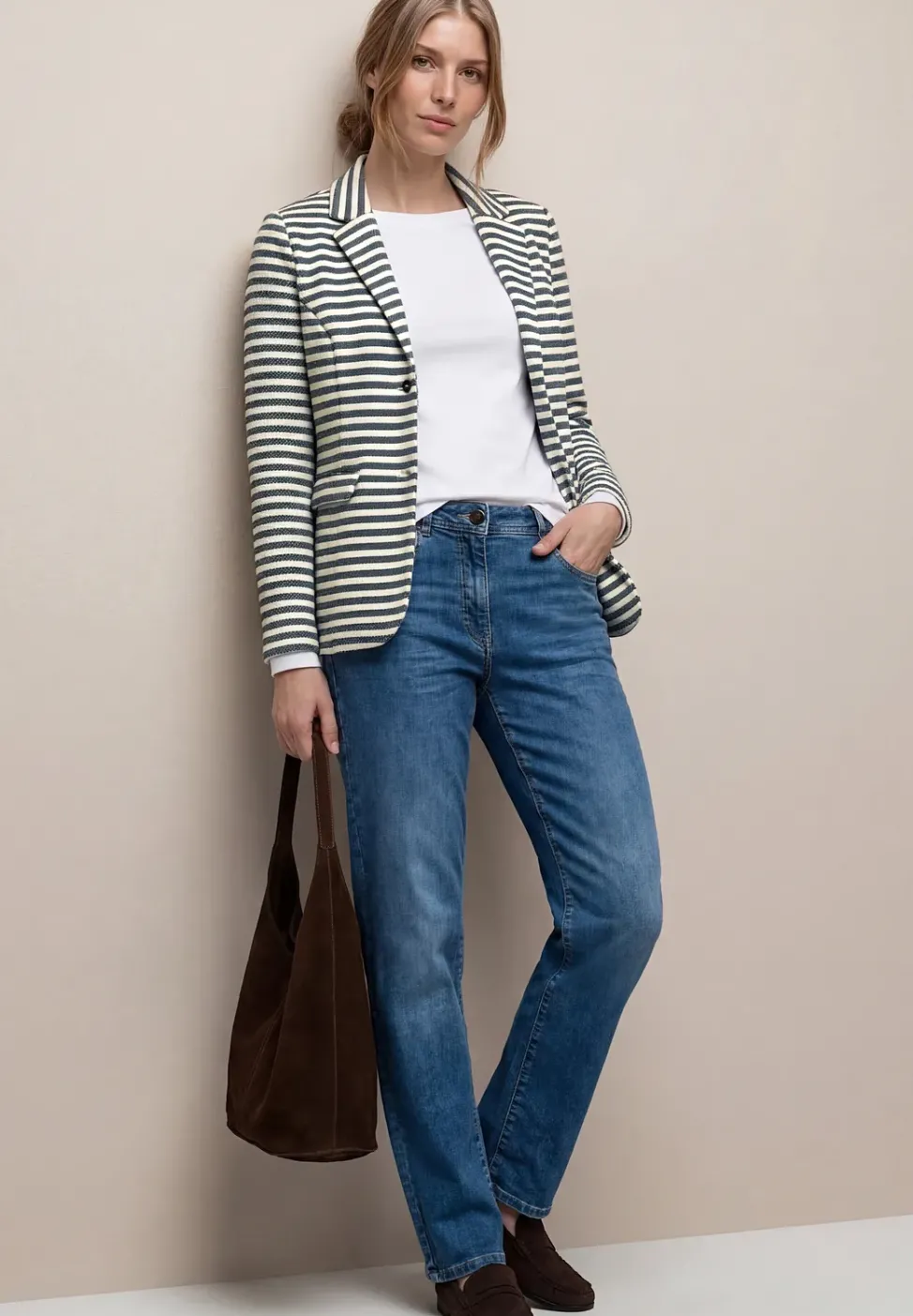 Basic Blazer mit Knöpfen und Streifen