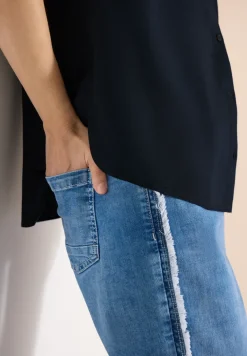 Basic Bluse mit Hemdkragen in Unifarbe