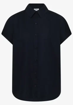 Basic Bluse mit Hemdkragen in Unifarbe