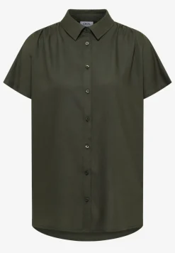 Basic Bluse mit Hemdkragen in Unifarbe