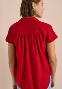 Basic Bluse mit Hemdkragen in Unifarbe