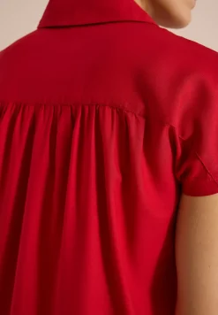Basic Bluse mit Hemdkragen in Unifarbe