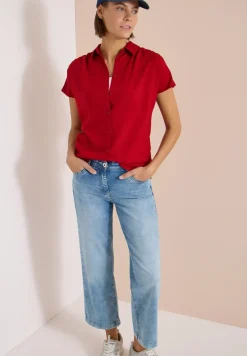 Basic Bluse mit Hemdkragen in Unifarbe