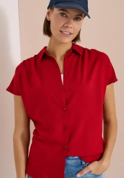 Basic Bluse mit Hemdkragen in Unifarbe