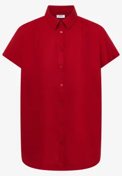 Basic Bluse mit Hemdkragen in Unifarbe