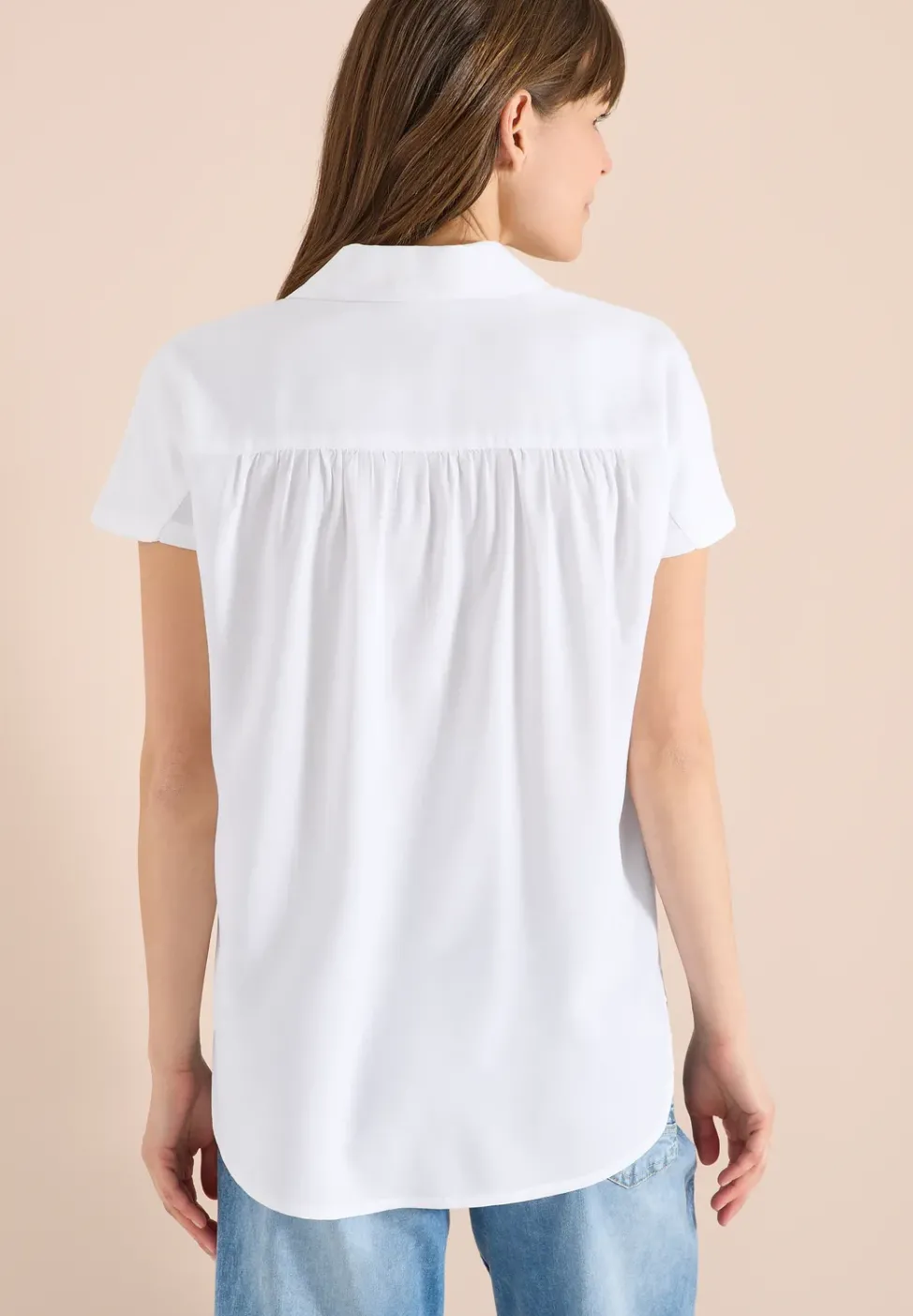 Basic Bluse mit Hemdkragen in Unifarbe