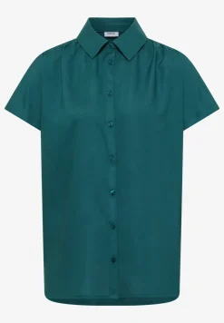 Basic Bluse mit Hemdkragen in Unifarbe