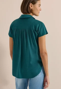 Basic Bluse mit Hemdkragen in Unifarbe