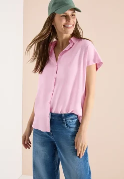 Basic Bluse mit Hemdkragen in Unifarbe