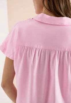 Basic Bluse mit Hemdkragen in Unifarbe