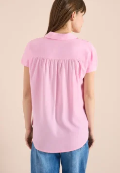 Basic Bluse mit Hemdkragen in Unifarbe