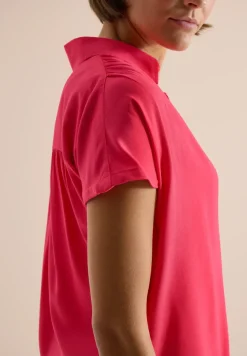 Basic Bluse mit Hemdkragen in Unifarbe