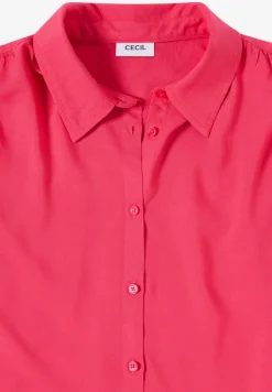 Basic Bluse mit Hemdkragen in Unifarbe