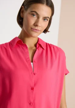 Basic Bluse mit Hemdkragen in Unifarbe