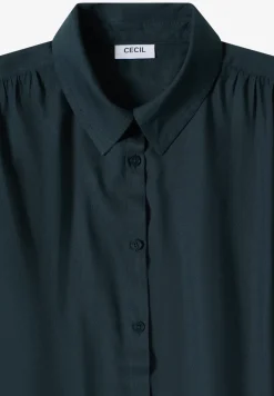 Basic Bluse mit Hemdkragen in Unifarbe