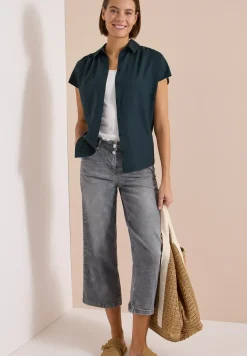 Basic Bluse mit Hemdkragen in Unifarbe