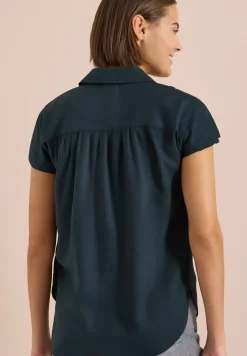 Basic Bluse mit Hemdkragen in Unifarbe