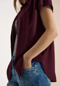 Basic Bluse mit Hemdkragen in Unifarbe