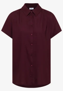 Basic Bluse mit Hemdkragen in Unifarbe