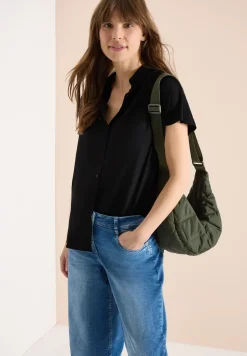 Basic Bluse mit Hemdkragen in Unifarbe