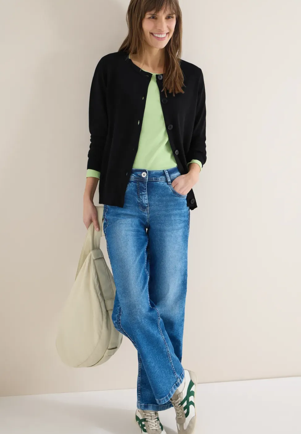 Basic Cardigan mit Rundhals