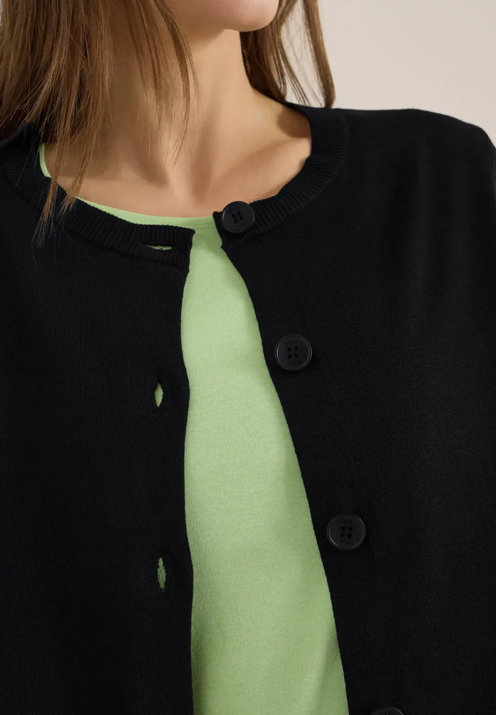 Basic Cardigan mit Rundhals