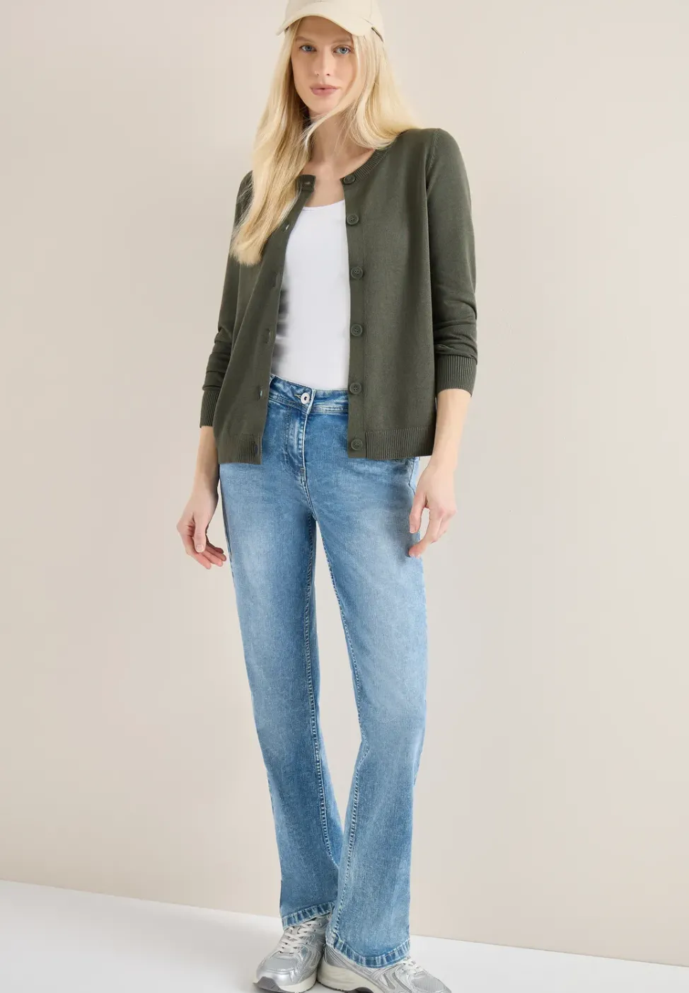 Basic Cardigan mit Rundhals