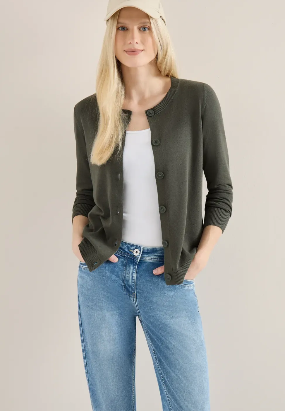 Basic Cardigan mit Rundhals