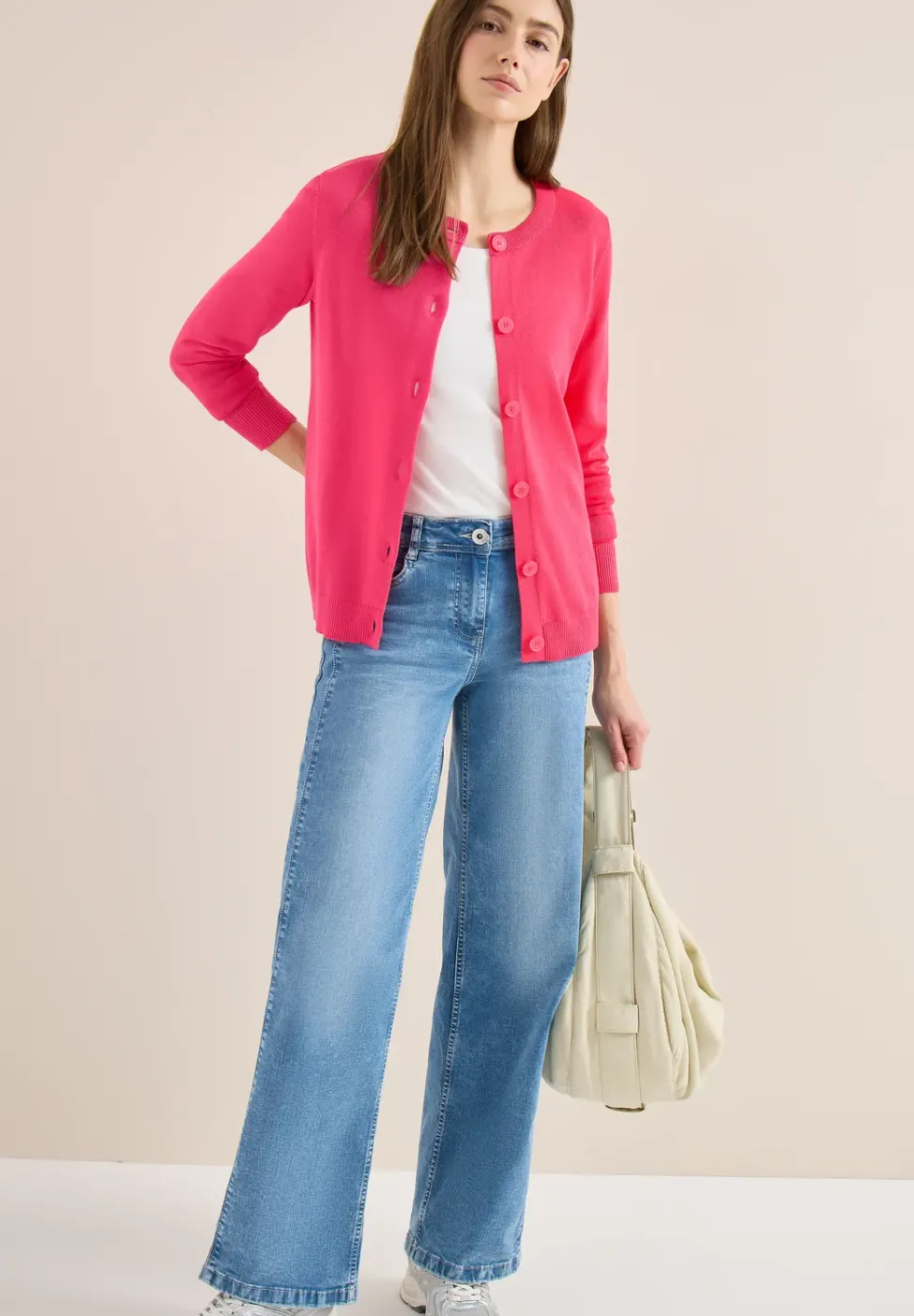 Basic Cardigan mit Rundhals