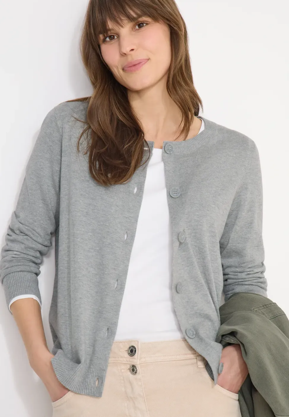 Basic Cardigan mit Rundhals