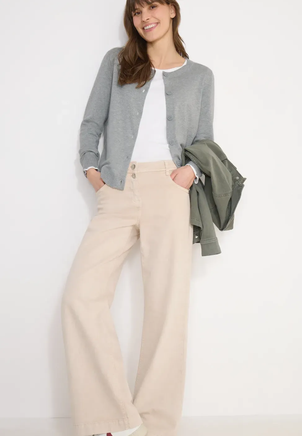 Basic Cardigan mit Rundhals