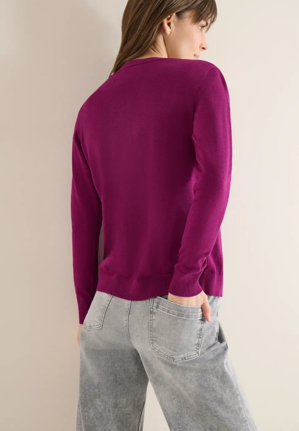 Basic Cardigan mit Rundhals