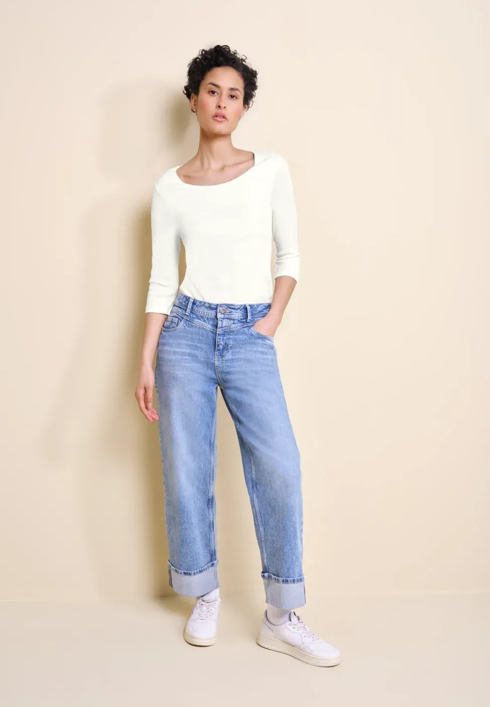 Basic T-Shirt mit 3/4 Arm