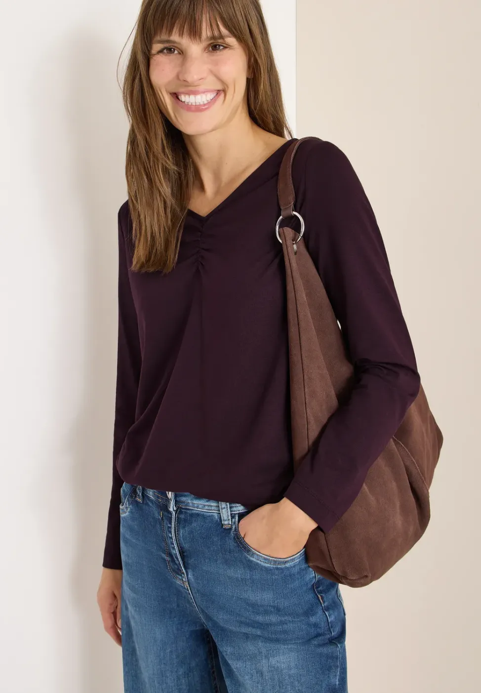 Basic Shirt mit Raffung