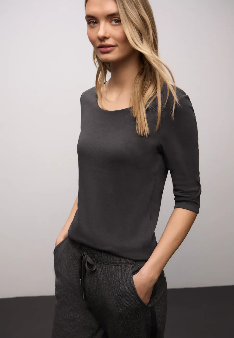Basic T-Shirt mit 3/4 Arm