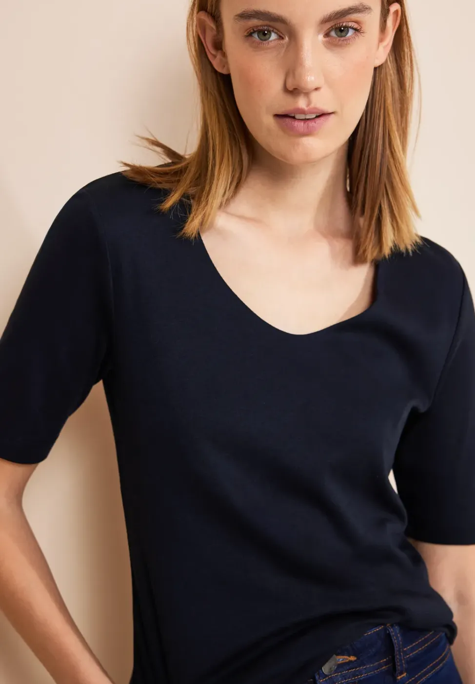 Basic T-Shirt mit blickdichter Front