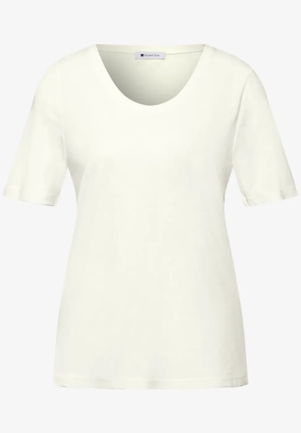 Basic T-Shirt mit gerundetem V-Neck