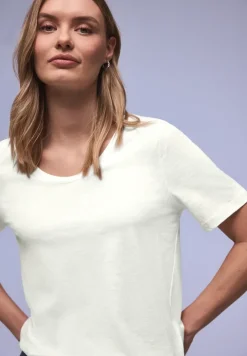 Basic T-Shirt mit gerundetem V-Neck