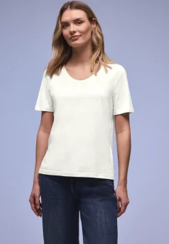 Basic T-Shirt mit gerundetem V-Neck