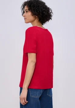 Basic T-Shirt mit gerundetem V-Neck