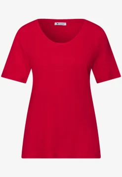 Basic T-Shirt mit gerundetem V-Neck