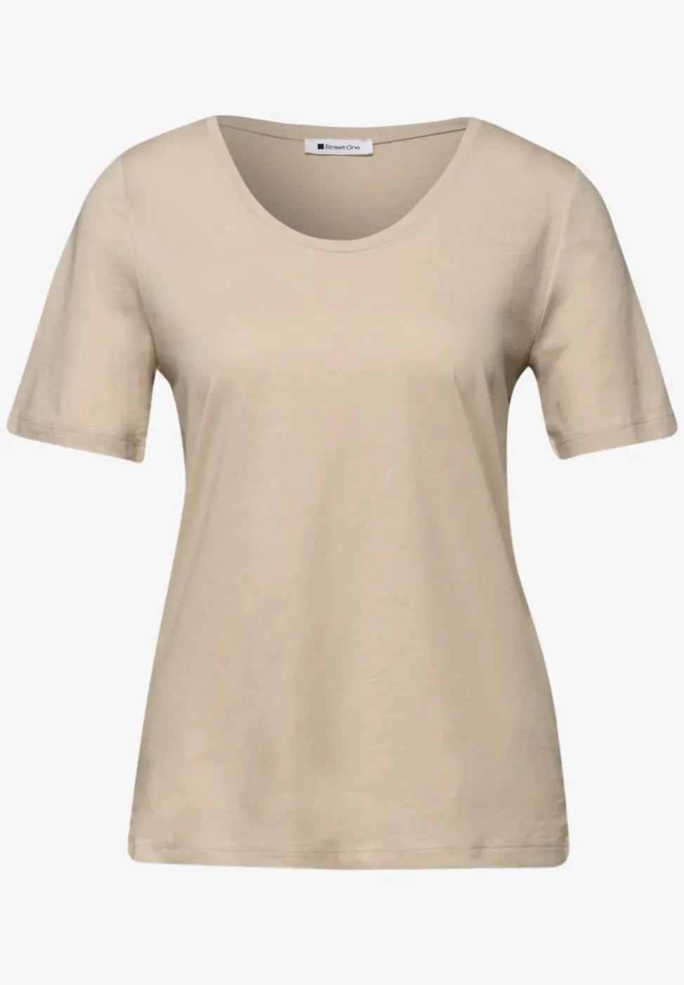 Basic T-Shirt mit gerundetem V-Neck