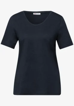 Basic T-Shirt mit gerundetem V-Neck