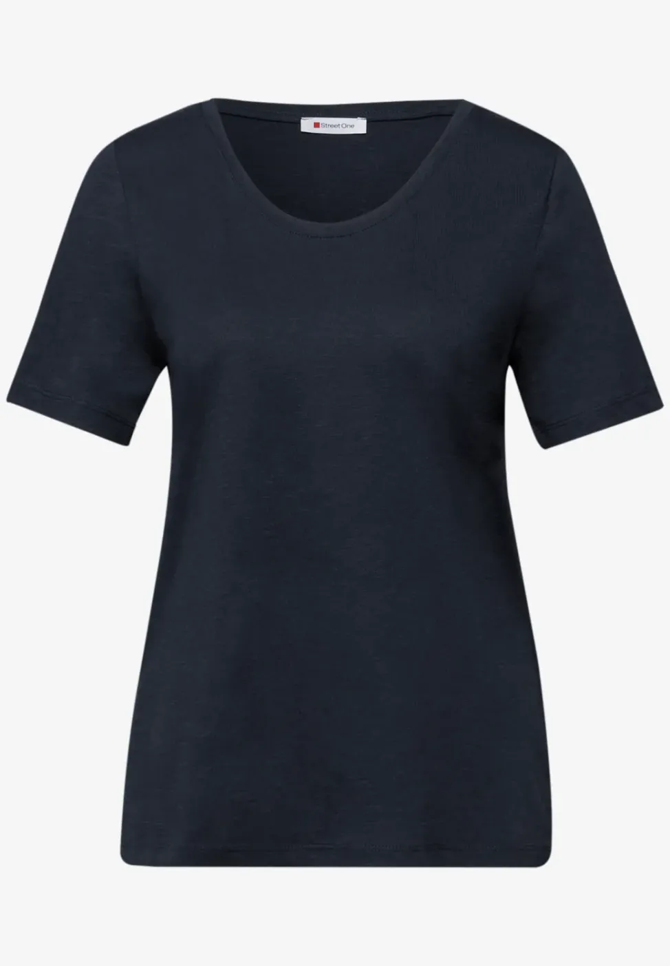 Basic T-Shirt mit gerundetem V-Neck