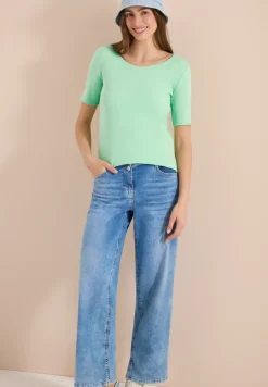 Basic T-Shirt mit Rundhals in Unifarbe